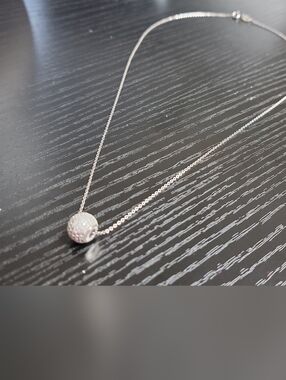NWOT 925 Sterling Silver Sliding Bead Necklace with Crystal Pave Accent